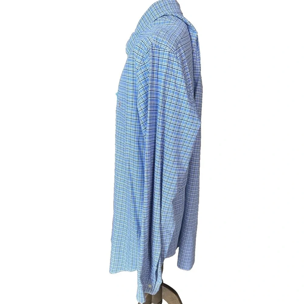 Ralph Lauren Blue White Plaid Long Sleeve Button Down Shirt Cotton Mens XXL - Picture 5 of 5